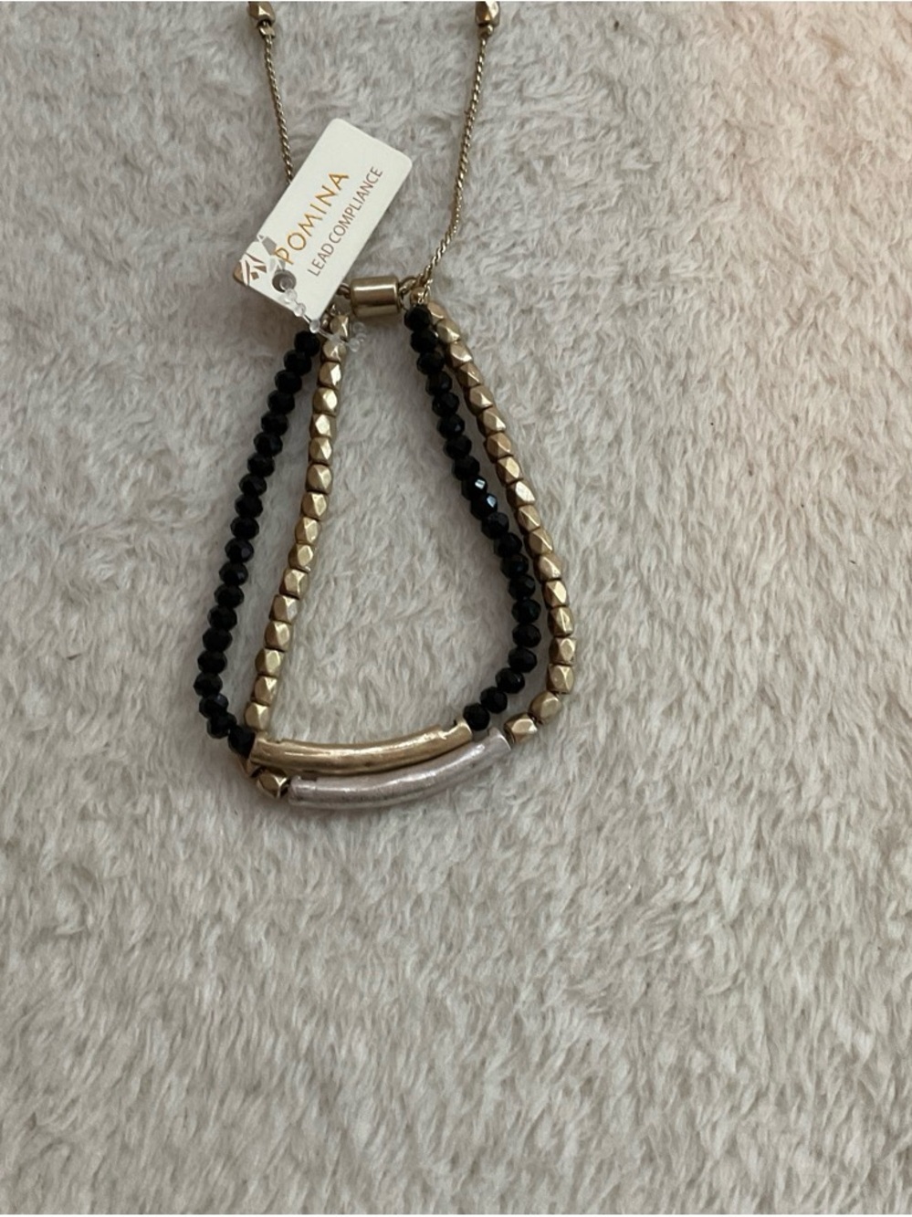 Pomina Black and Gold Beaded Layered Bracelet
